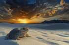 Lizard in white sand dunes. (AI Generated) Art Print